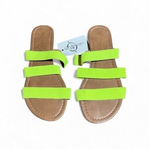 Women's Neon Green Strappy Sandals